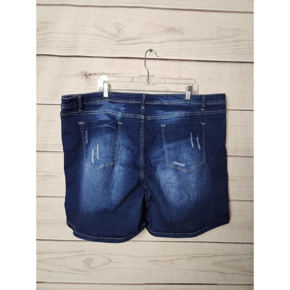 Elite Jeans Womens Bermuda Shorts Denim High Rise Med Wash Stretch Blue 23/24 - Picture 2 of 6